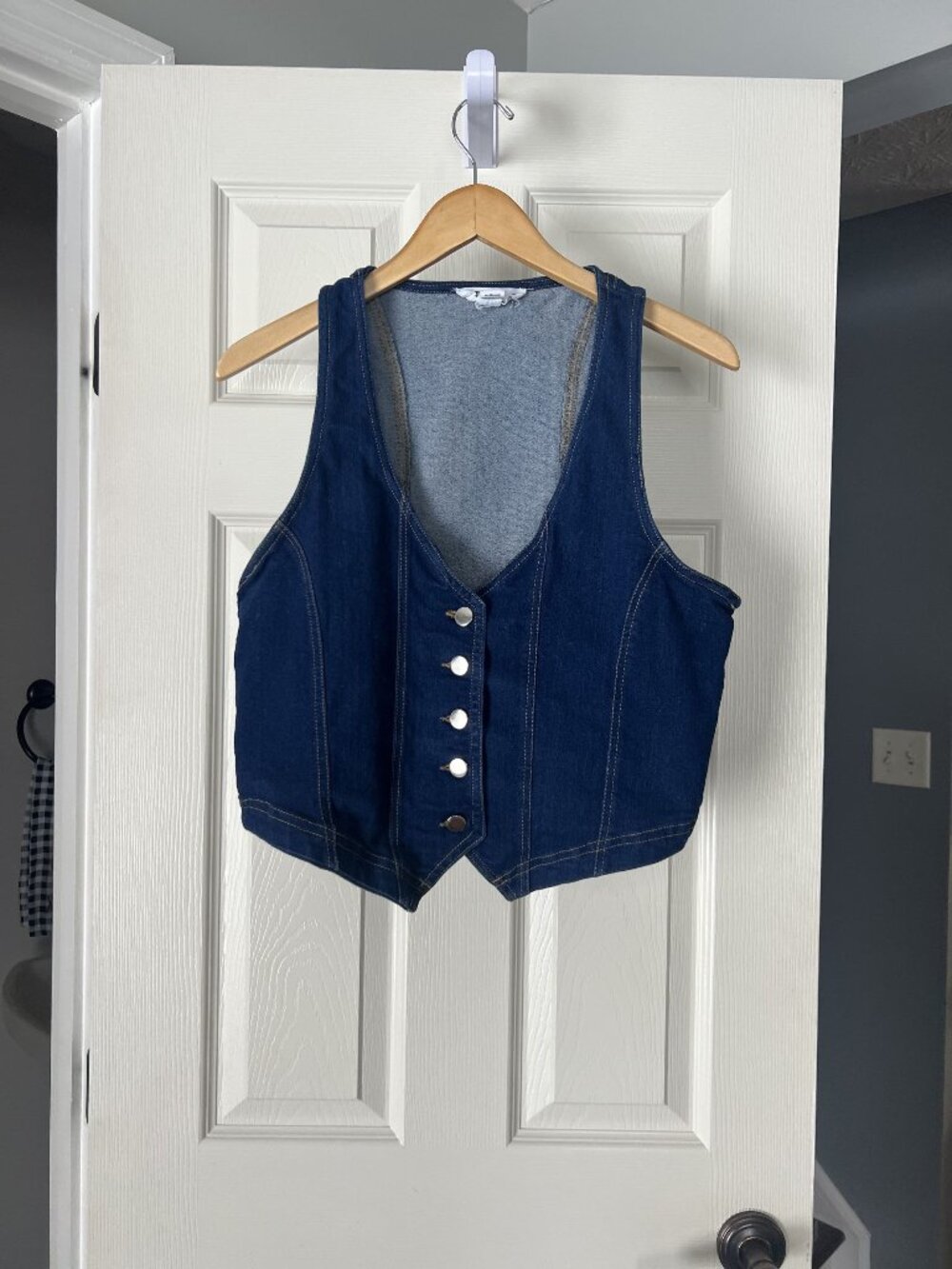Tulip Creations Denim Vest Womens Large Button Front Western 90s Blue Jean